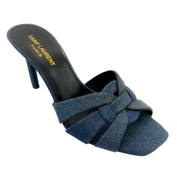 Saint Laurent Blue Denim Tribute Sandal - Picture 1 of 7